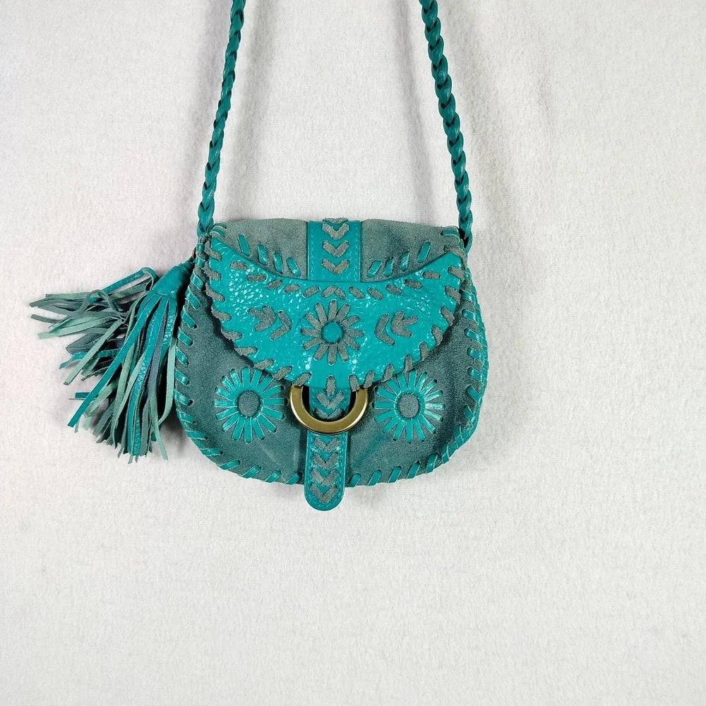 Isabella Fiore Crossbody Bag Womens Small Suede Leather Boho Tassel Purse Handba